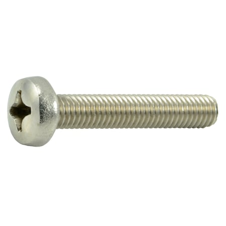 M6-1.00 X 35 Mm Phillips Pan Machine Screw, Plain Stainless Steel, 100 PK